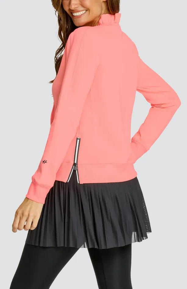 Women Long Sleeve Tail Activewear Condoleezza Neon Melon Punch Pullover