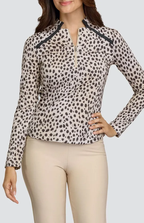 Women Long Sleeve Tail Activewear Marena Top 8211 Spotted Cheetah