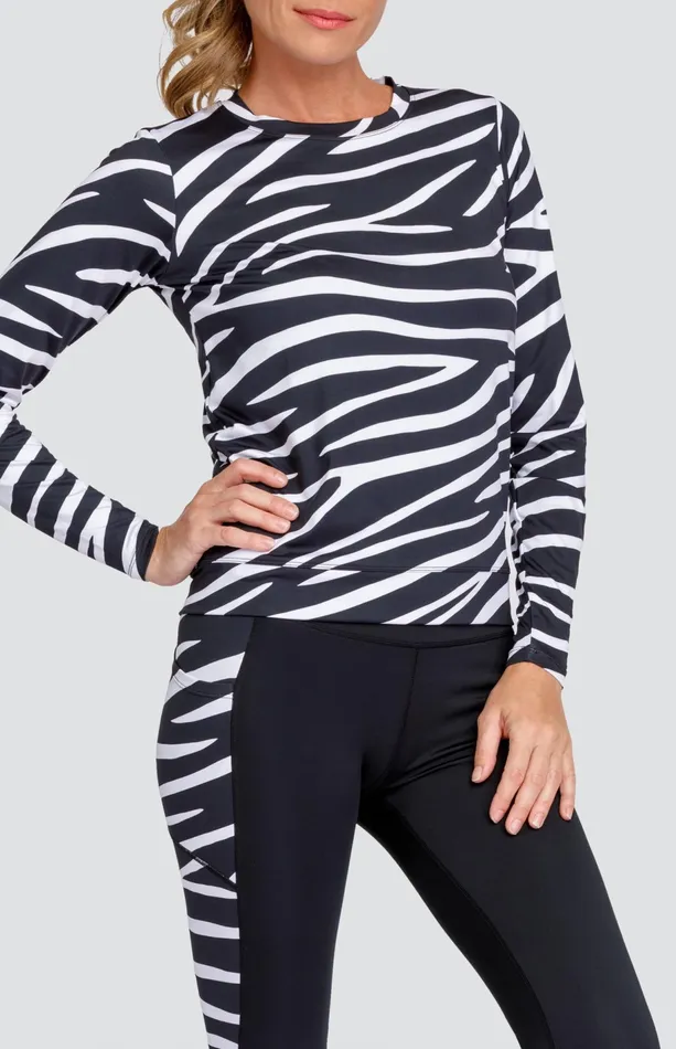 Women Long Sleeve Tail Activewear Nepali Top 8211 Wild Zebra 8211 FINAL SALE