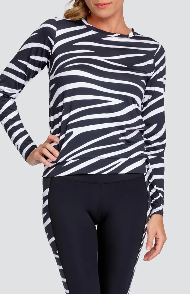 Women Long Sleeve Tail Activewear Nepali Top 8211 Wild Zebra 8211 FINAL SALE