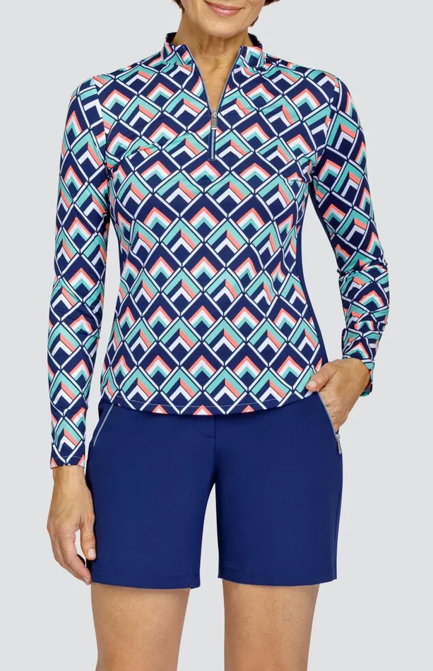 Women Long Sleeve Tail Activewear Wai Top 8211 Gem Geo