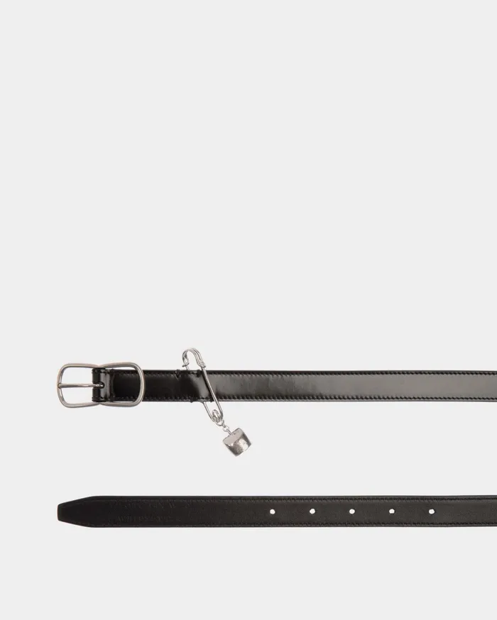 Women Loto 20 Mm Belt In Black Brushed Leather Bally Belts