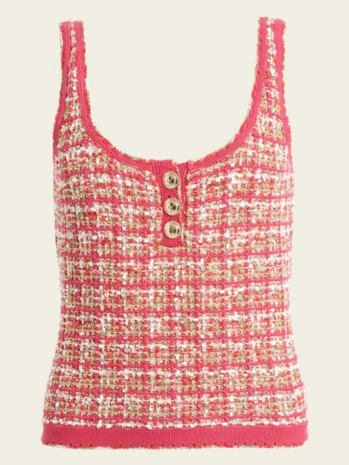 Women Mariah Tweed Top Coral Peonie Tweed Marciano Tops And Sweaters Women Mariah Tweed Top Coral Peonie Tweed Marciano Tops And Sweaters