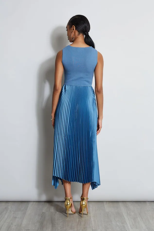 Women Maxi Dresses Elie Tahari Pleated Midi Dress Blue Breeze