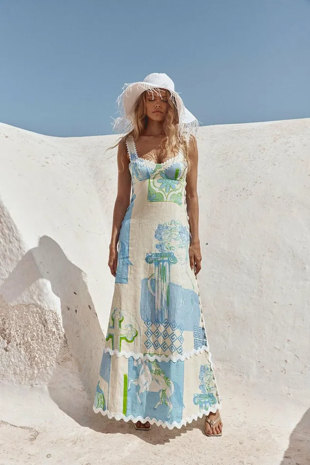 Women Maxi SABO SKIRT Deluca Dress 8211 Theotokos Ocean