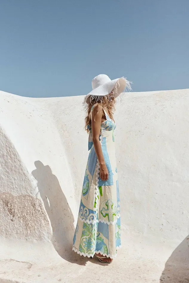 Women Maxi SABO SKIRT Deluca Dress 8211 Theotokos Ocean