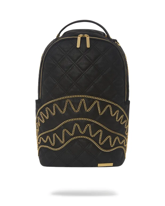 WomenMen NOIR QUILT GOLD CHAIN SHARK BACKPACK DLXV SPRAYGROUND Backpacks