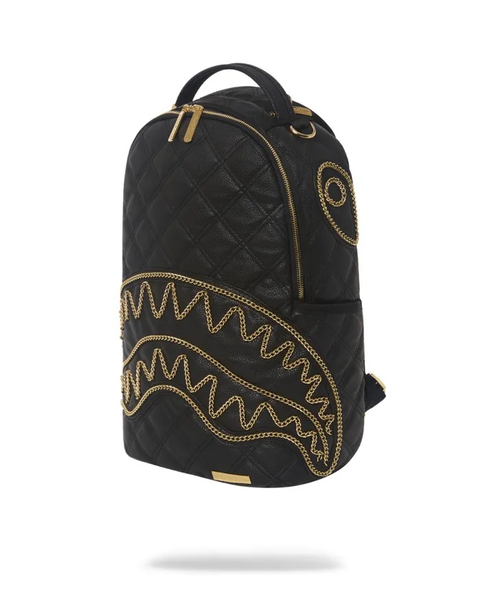 WomenMen NOIR QUILT GOLD CHAIN SHARK BACKPACK DLXV SPRAYGROUND Backpacks WomenMen NOIR QUILT GOLD CHAIN SHARK BACKPACK DLXV SPRAYGROUND Backpacks