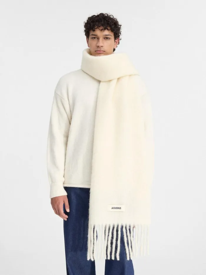 WomenMen The Carro Scarf Offwhite JACQUEMUS Scarves Beanies and Gloves WomenMen The Carro Scarf Offwhite JACQUEMUS Scarves Beanies and Gloves
