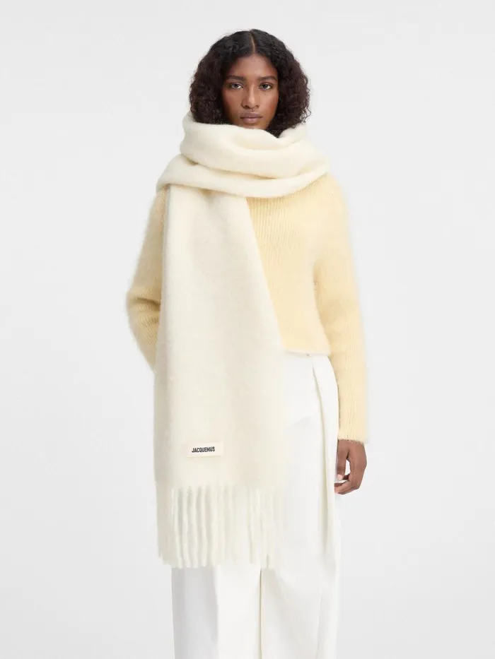 WomenMen The Carro Scarf Offwhite JACQUEMUS Scarves Beanies and Gloves WomenMen The Carro Scarf Offwhite JACQUEMUS Scarves Beanies and Gloves
