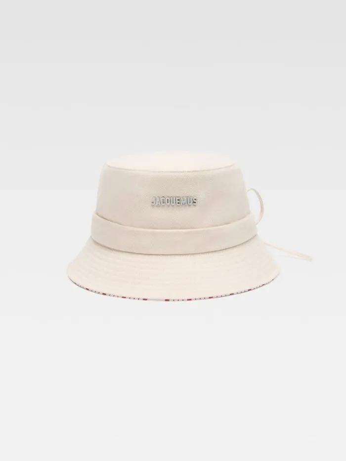 WomenMen The Gadjo Bucket Hat Offwhite Red Stripes JACQUEMUS Hats
