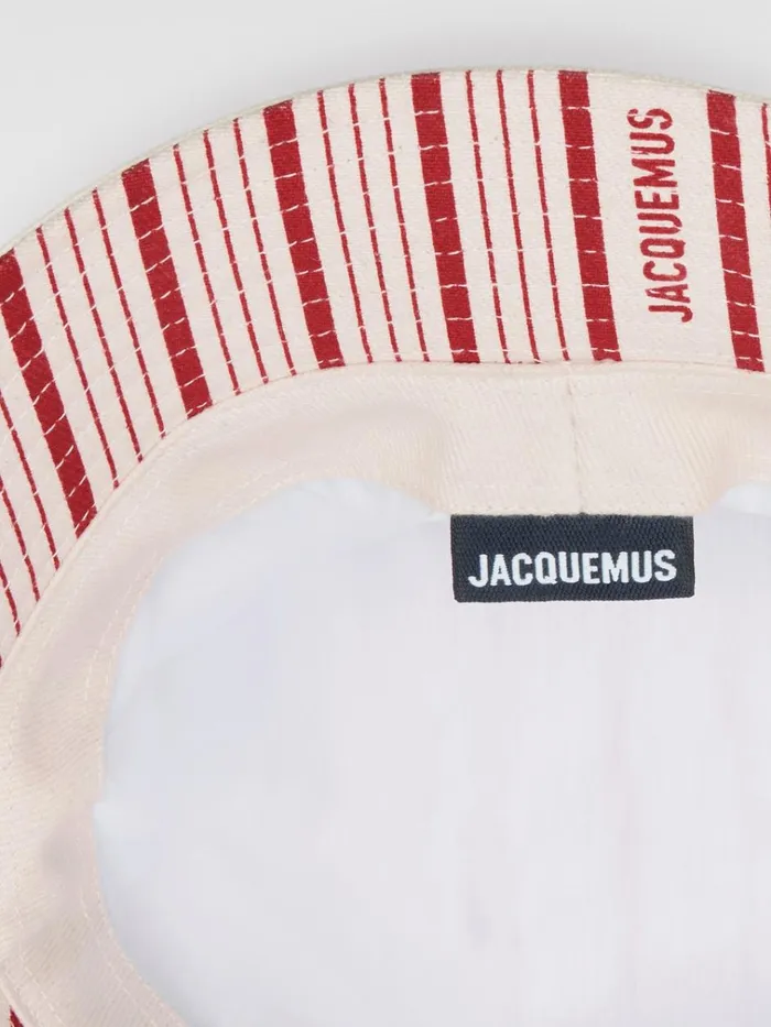 WomenMen The Gadjo Bucket Hat Offwhite Red Stripes JACQUEMUS Hats WomenMen The Gadjo Bucket Hat Offwhite Red Stripes JACQUEMUS Hats