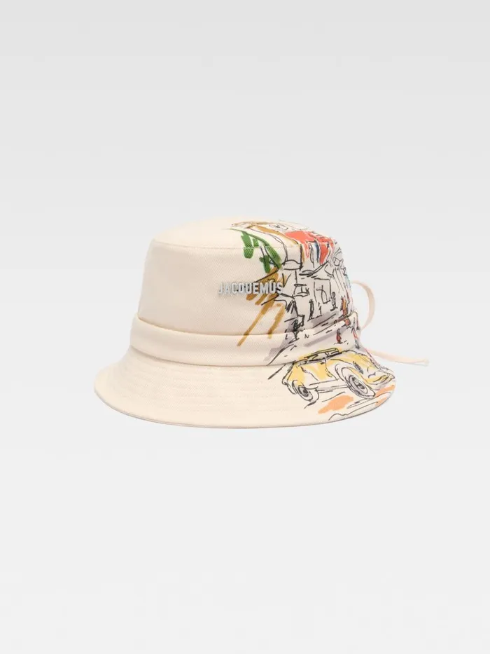 WomenMen The Gadjo Bucket Hat Print Capri Cars White JACQUEMUS Hats