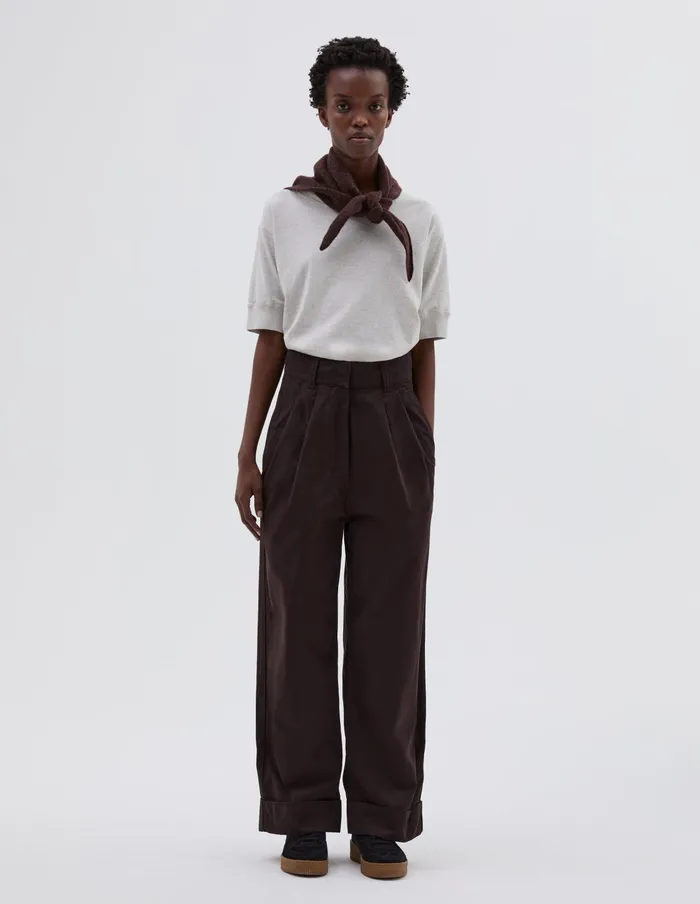 Women Mhl Pleated Turn Up Trouser Peat Margaret Howell Trousers