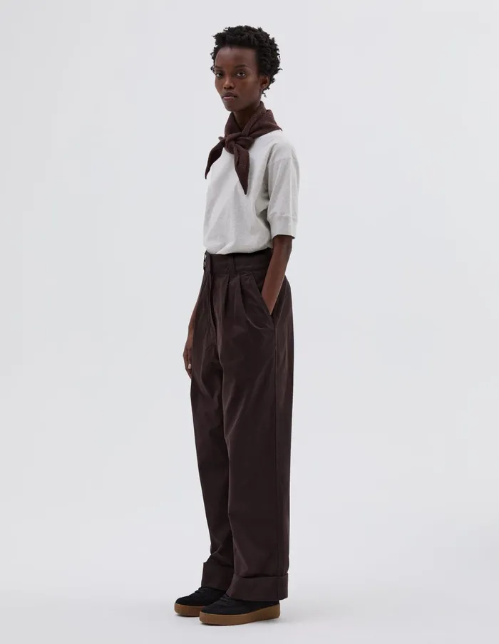 Women Mhl Pleated Turn Up Trouser Peat Margaret Howell Trousers