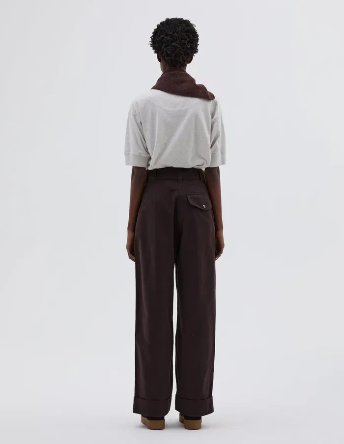 Women Mhl Pleated Turn Up Trouser Peat Margaret Howell Trousers