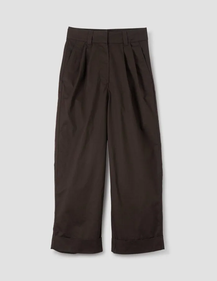 Women Mhl Pleated Turn Up Trouser Peat Margaret Howell Trousers