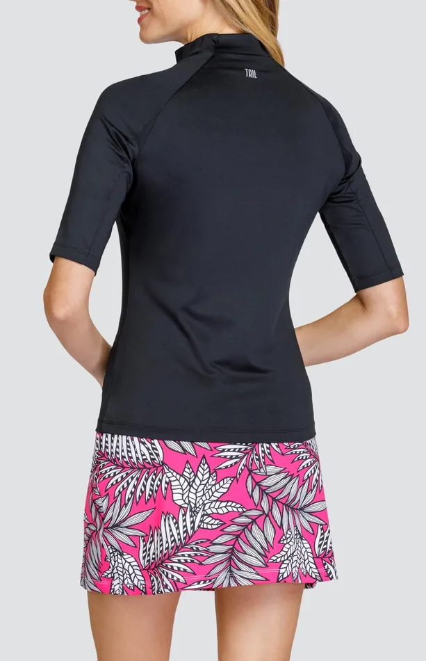 Women Mid Sleeve Tail Activewear Khaira Top 8211 Onyx Black