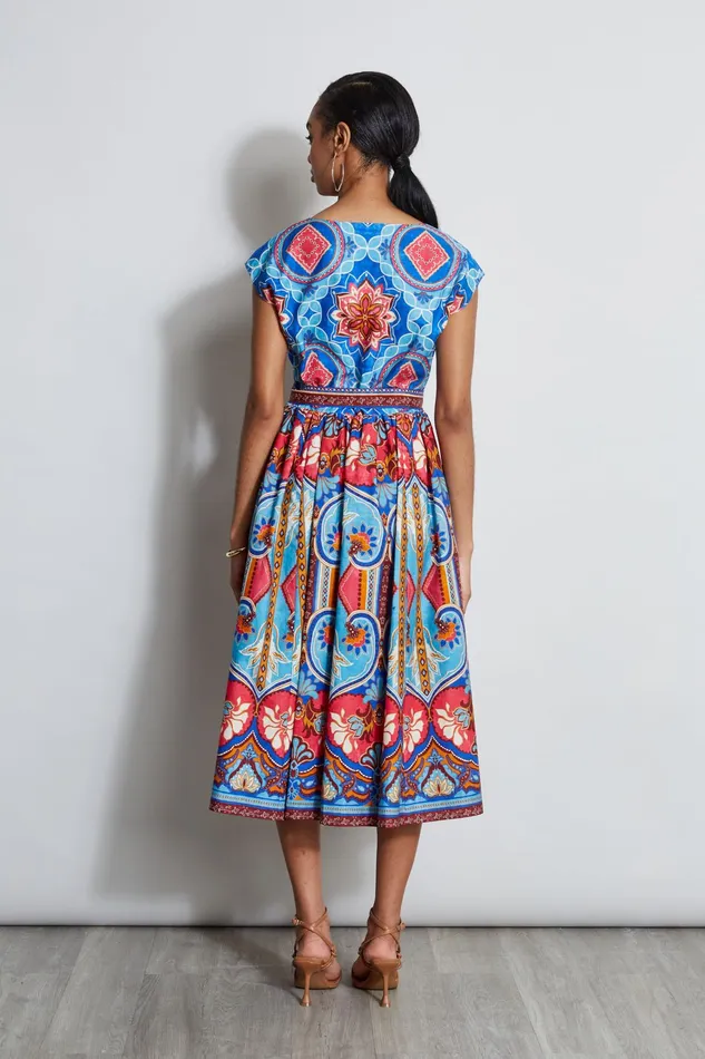 Women Midi Dresses Elie Tahari Tapestry Floral Cotton Midi Dress Tapestry Floral Print