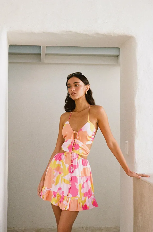 Women Mini SABO SKIRT Backless Cecily Dress 8211 Nectar Floral