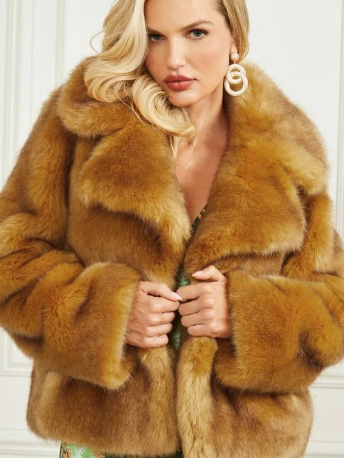 Women New Gwenda FauxFur Jacket Camel Marciano Jackets