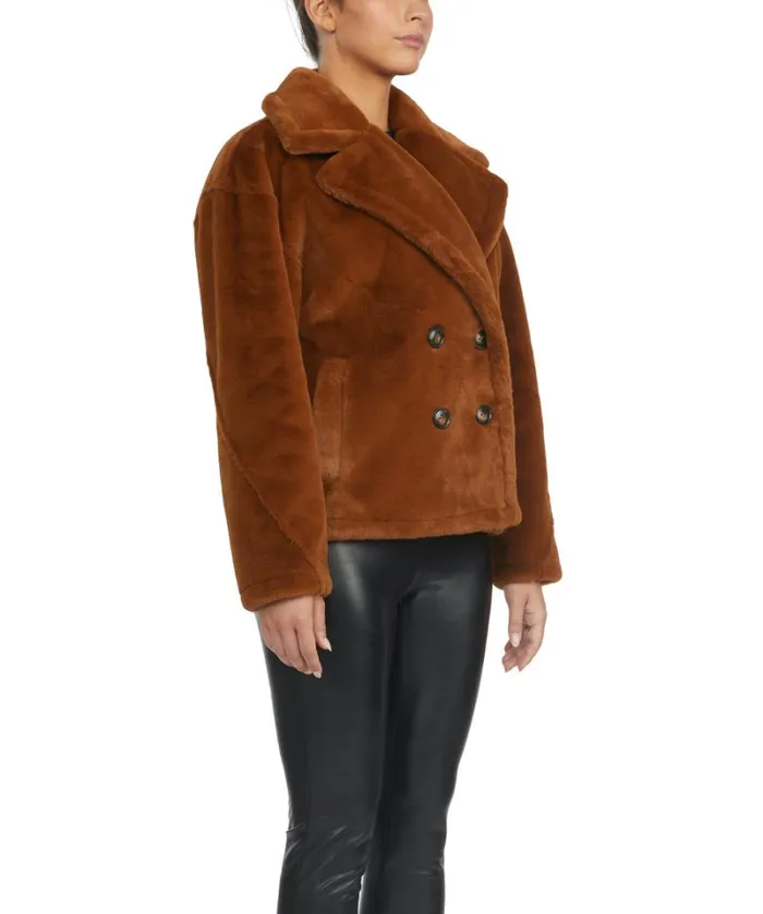 Women Outerwear Badgley Mischka Rollande Faux Fur Coat Cognac