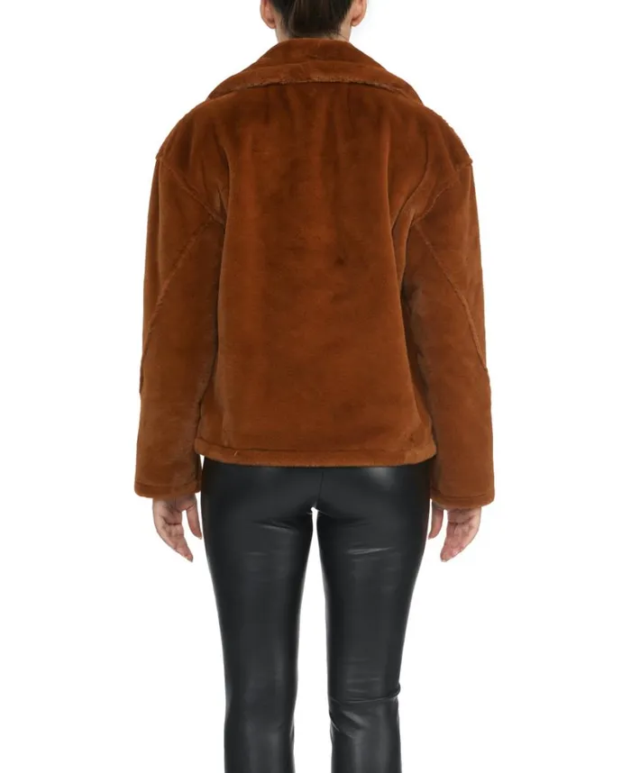 Women Outerwear Badgley Mischka Rollande Faux Fur Coat Cognac