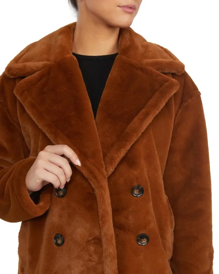 Women Outerwear Badgley Mischka Rollande Faux Fur Coat Cognac
