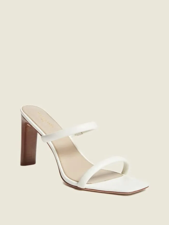 Women Pearl Leather Double Strap Sandal Ivory Marciano Shoes