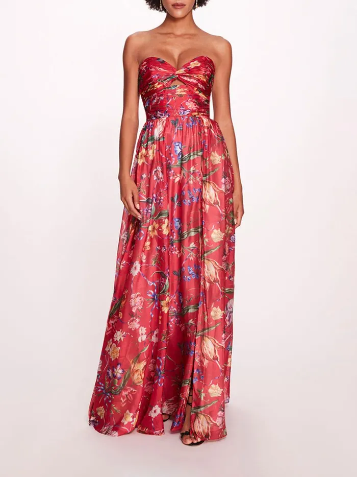 Women Ribbons Cape Gown Fuchsia Marchesa Marchesa Notte