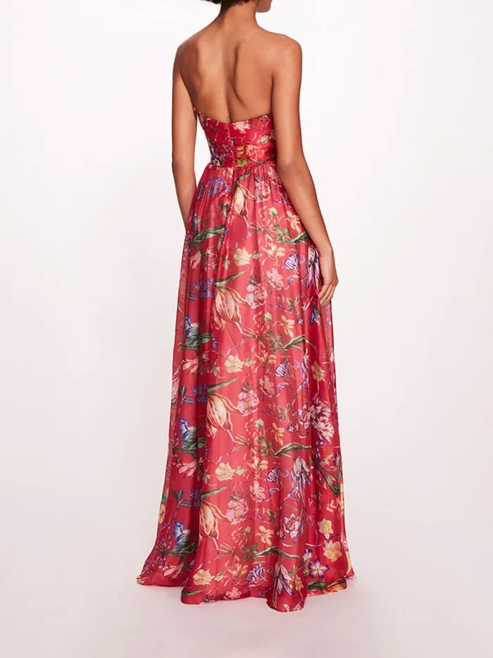 Women Ribbons Cape Gown Fuchsia Marchesa Marchesa Notte