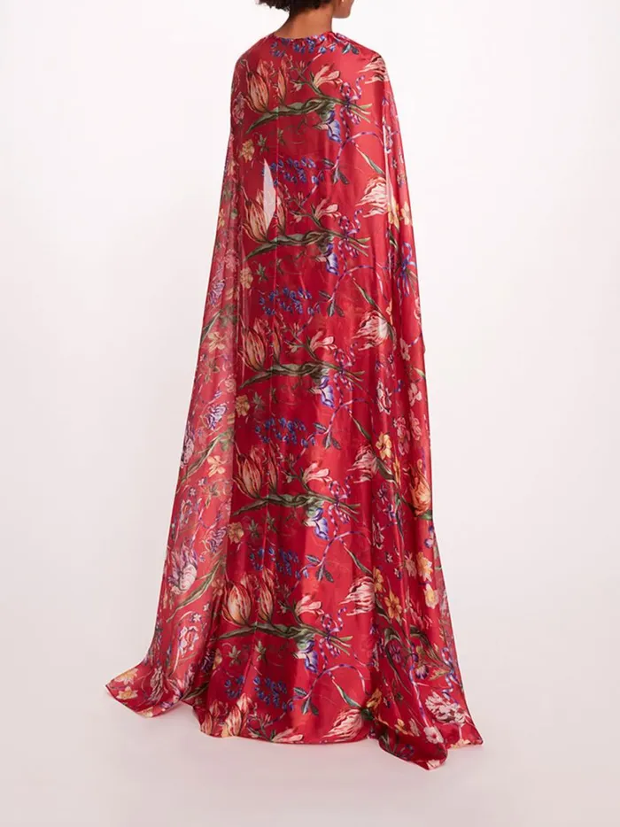 Women Ribbons Cape Gown Fuchsia Marchesa Marchesa Notte