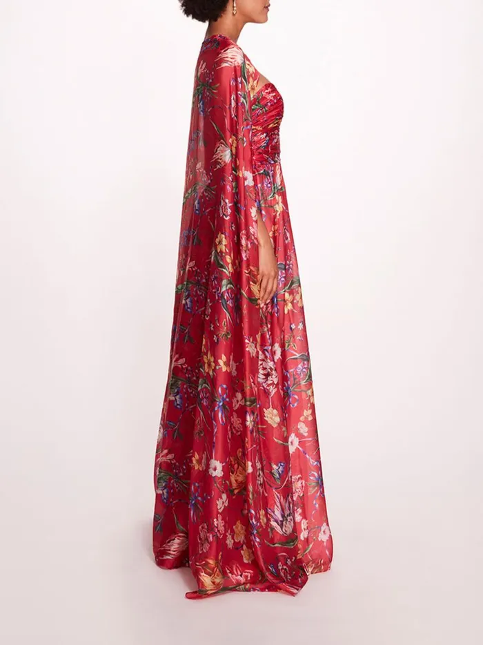 Women Ribbons Cape Gown Fuchsia Marchesa Marchesa Notte