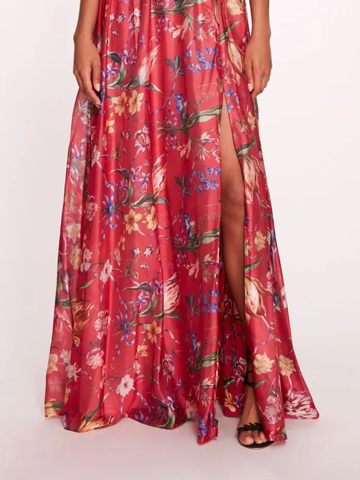 Women Ribbons Cape Gown Fuchsia Marchesa Marchesa Notte