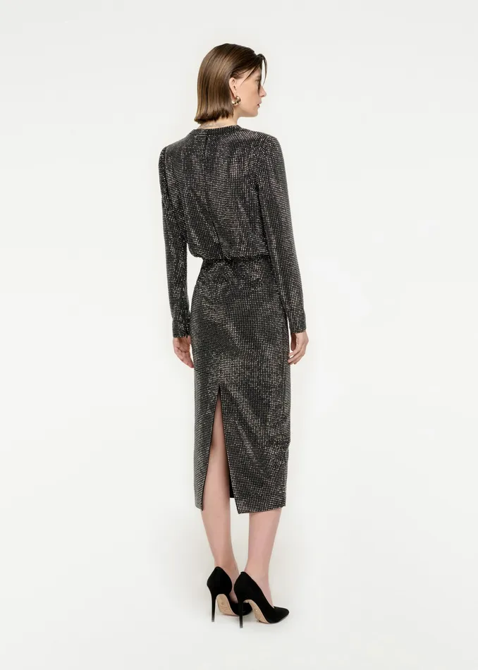 Women Roland Mouret Clothing Long Sleeve Diamante Midi Dress
