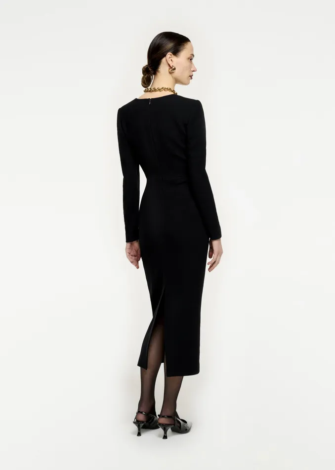 Women Roland Mouret Clothing Long Sleeve Moon Midi Dress