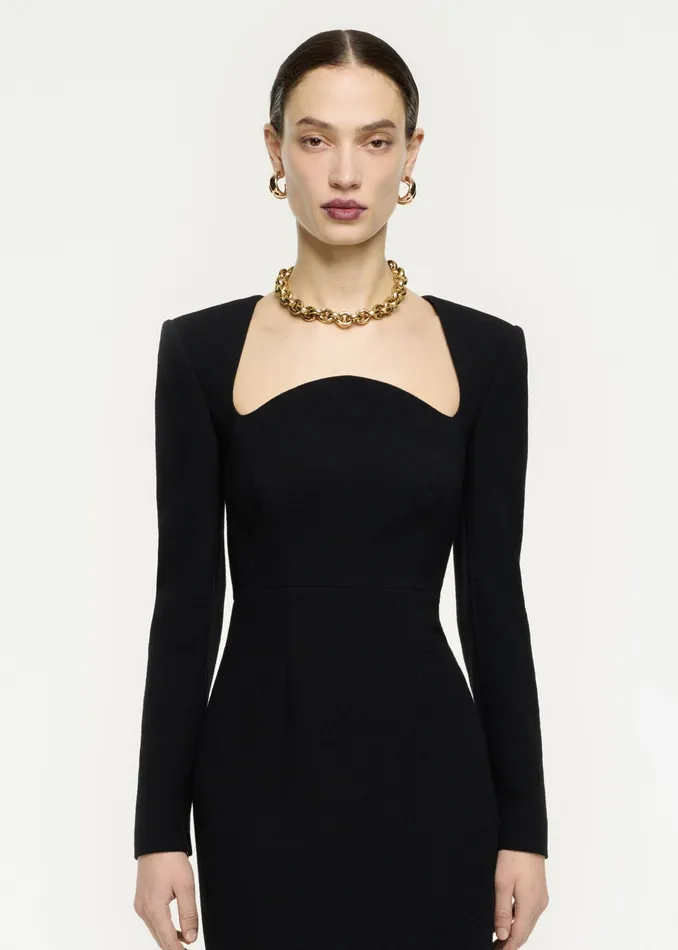 Women Roland Mouret Clothing Long Sleeve Moon Midi Dress