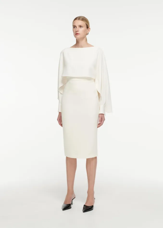 Women Roland Mouret Clothing Long Sleeve Satin Crepe Top Women Roland Mouret Clothing Long Sleeve Satin Crepe Top