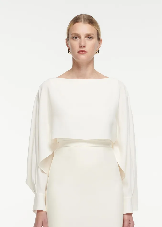 Women Roland Mouret Clothing Long Sleeve Satin Crepe Top Women Roland Mouret Clothing Long Sleeve Satin Crepe Top