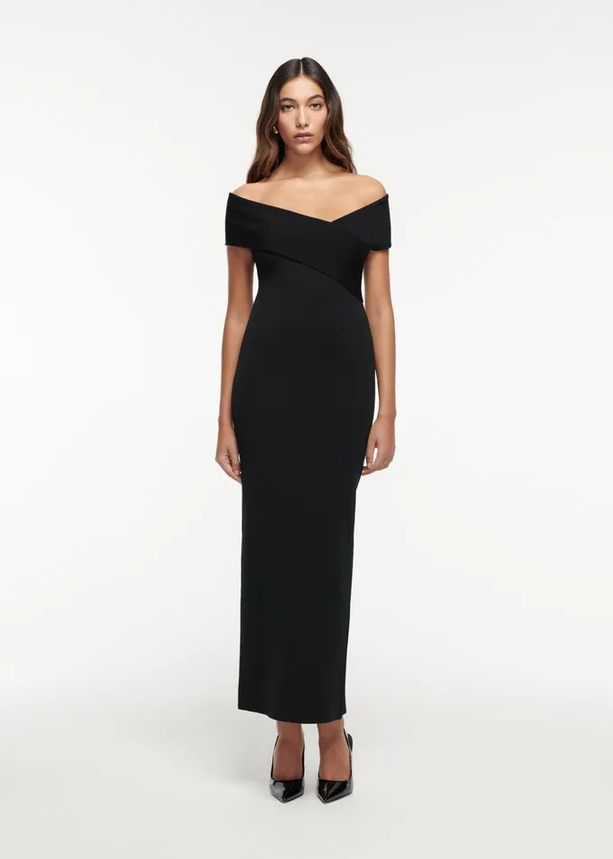 Women Roland Mouret Clothing Off The Shoulder Flat Knit Maxi Dress