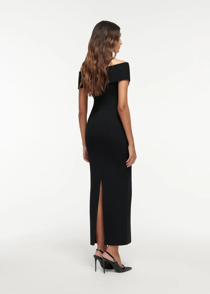Women Roland Mouret Clothing Off The Shoulder Flat Knit Maxi Dress