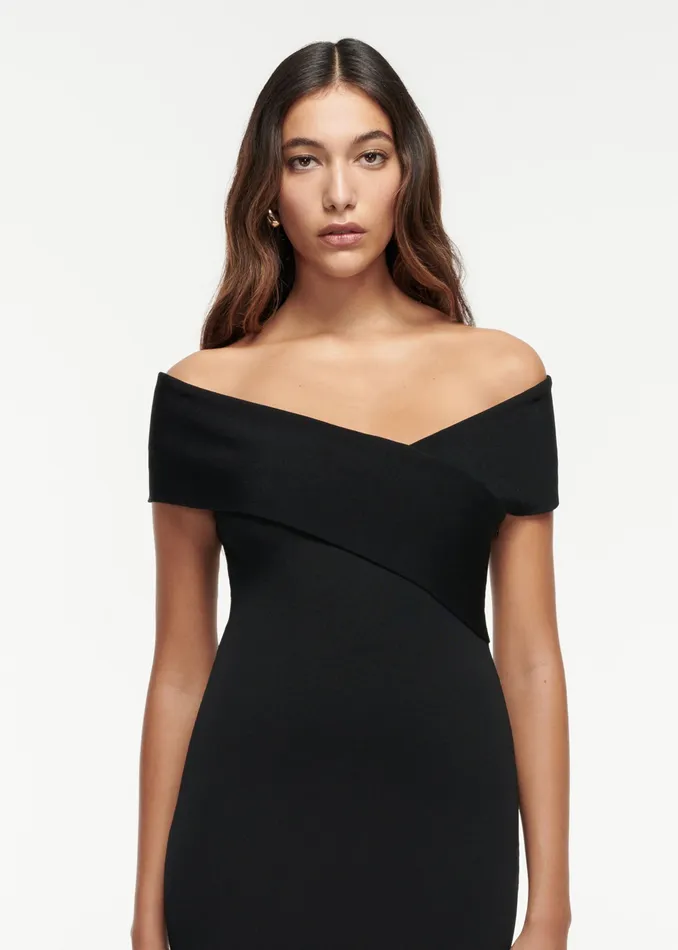Women Roland Mouret Clothing Off The Shoulder Flat Knit Maxi Dress