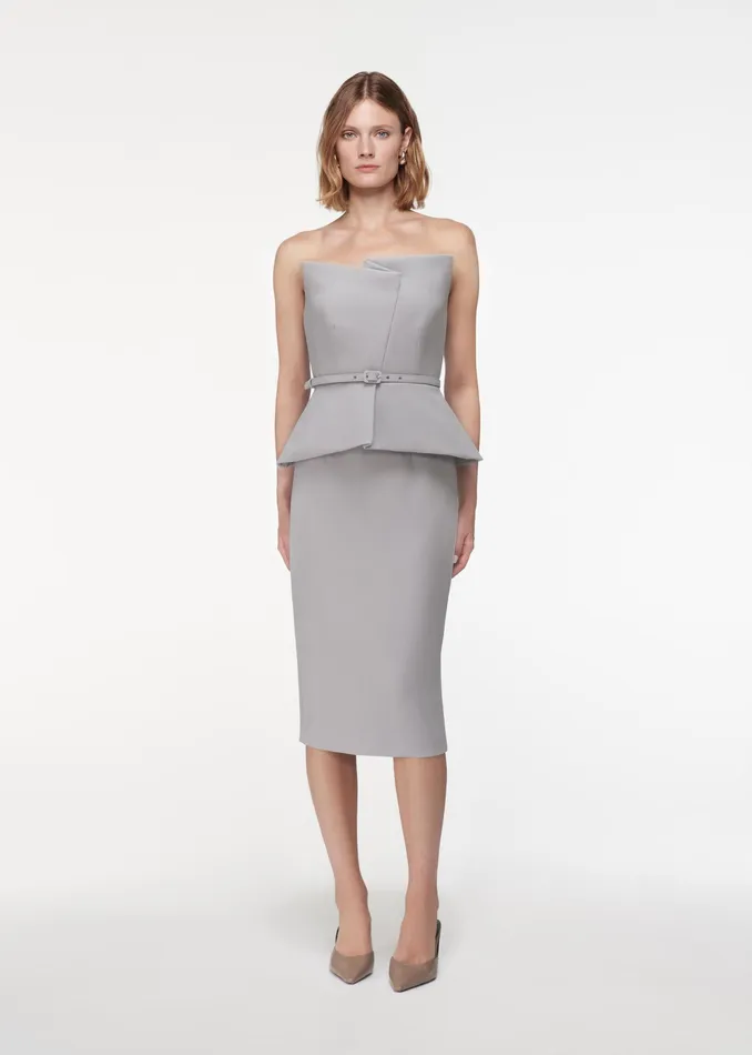 Women Roland Mouret Clothing Strapless Crepe Peplum Top