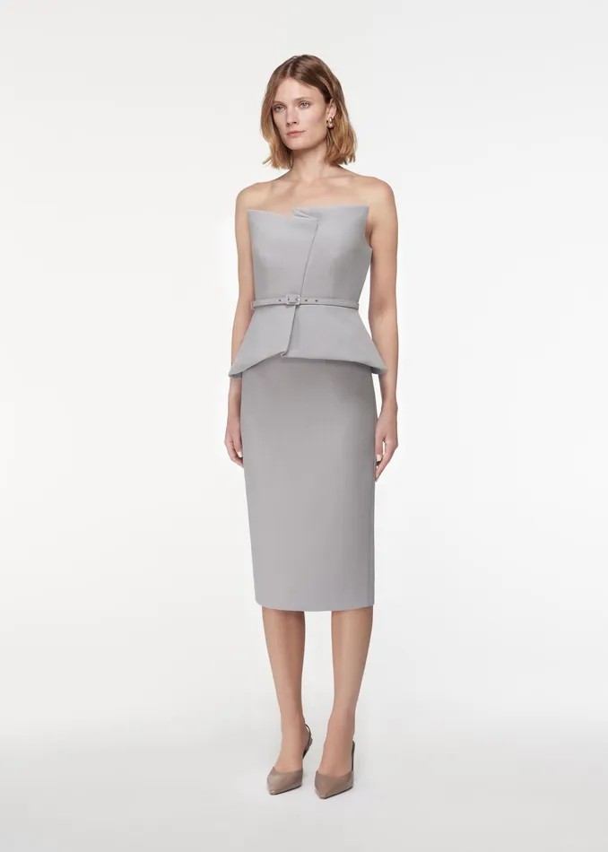 Women Roland Mouret Clothing Strapless Crepe Peplum Top