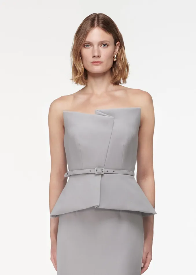 Women Roland Mouret Clothing Strapless Crepe Peplum Top