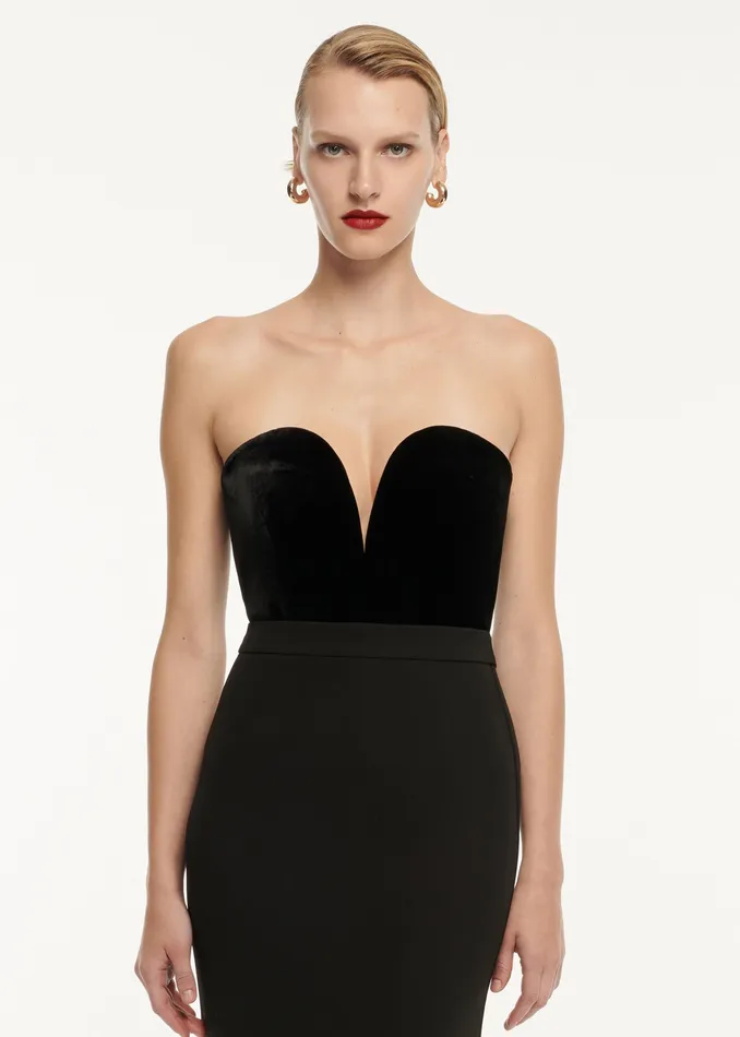 Women Roland Mouret Clothing Strapless Velvet Top