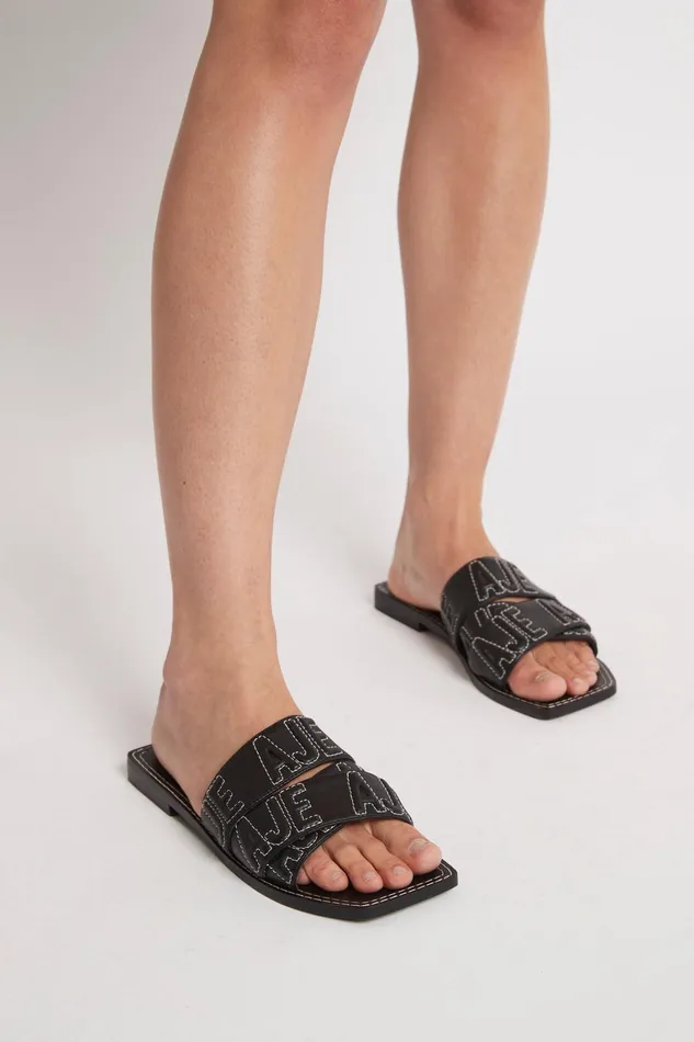 Women Shoes Aje Lodge Deboss Logo Sandal Black