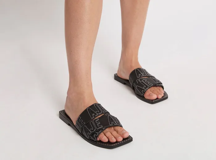 Women Shoes Aje Lodge Deboss Logo Sandal Black