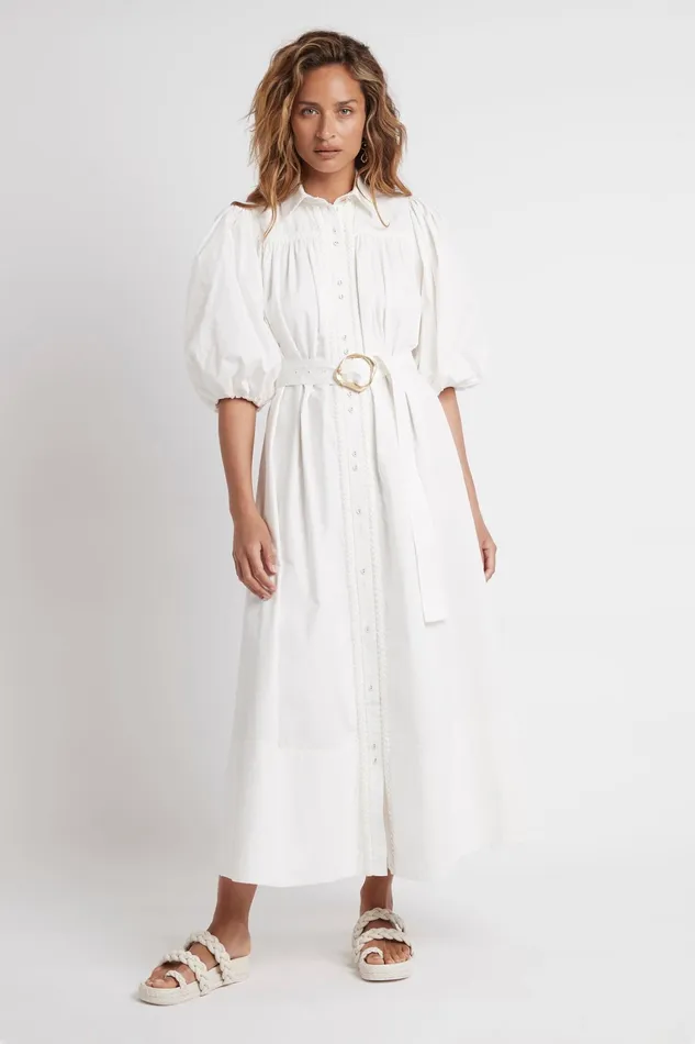 Women Shoes Aje Promenade Braided Chunky Slide White