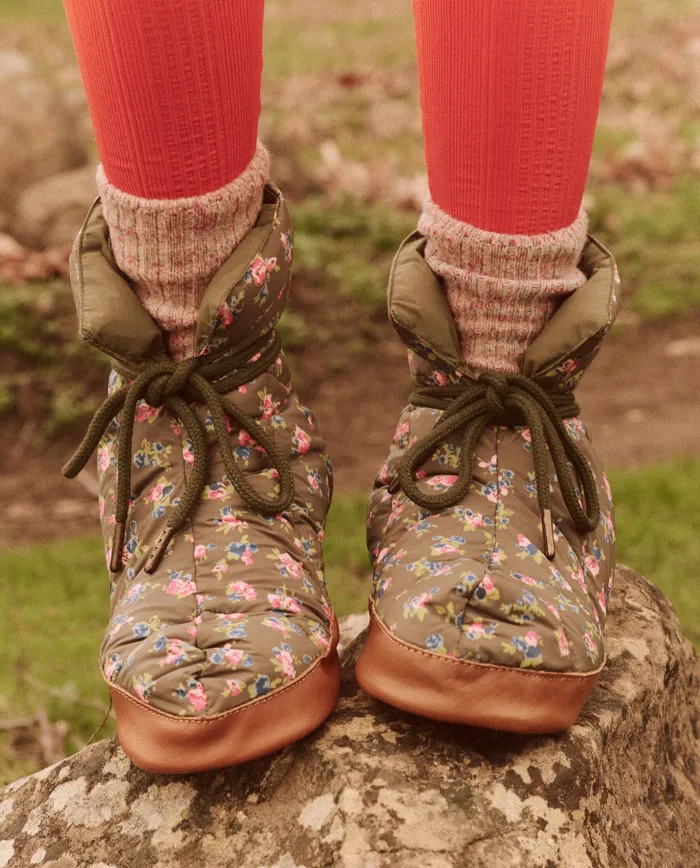 Women Shoes The Great The Down Quilted Puffer Slipper Cypress Basin Floral